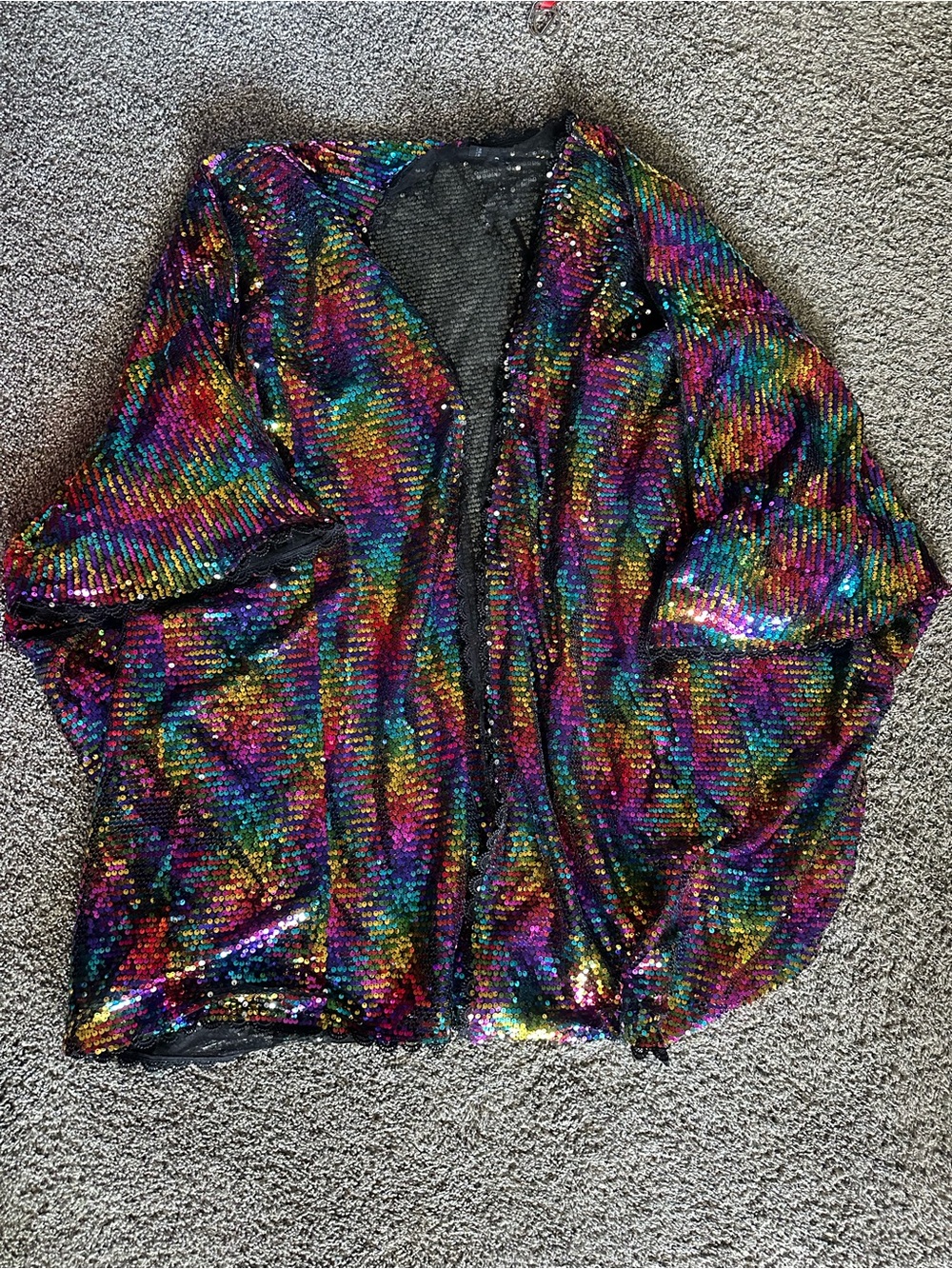 Sequin Open-Front Jacket in Multicolor